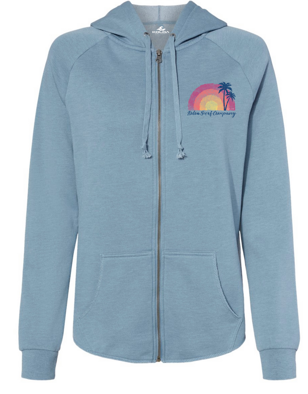 Koloa Watercolor Zip-Up Hoodie- Misty Blue