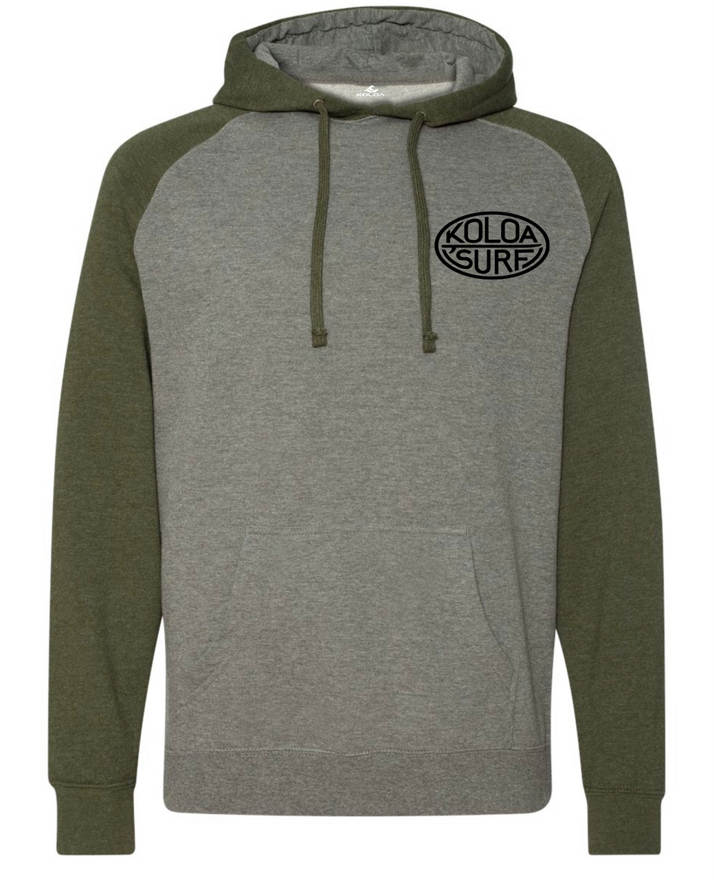 Koloa Classic Board Raglan Hoodie- Gunmetal Heather/ Army Heather