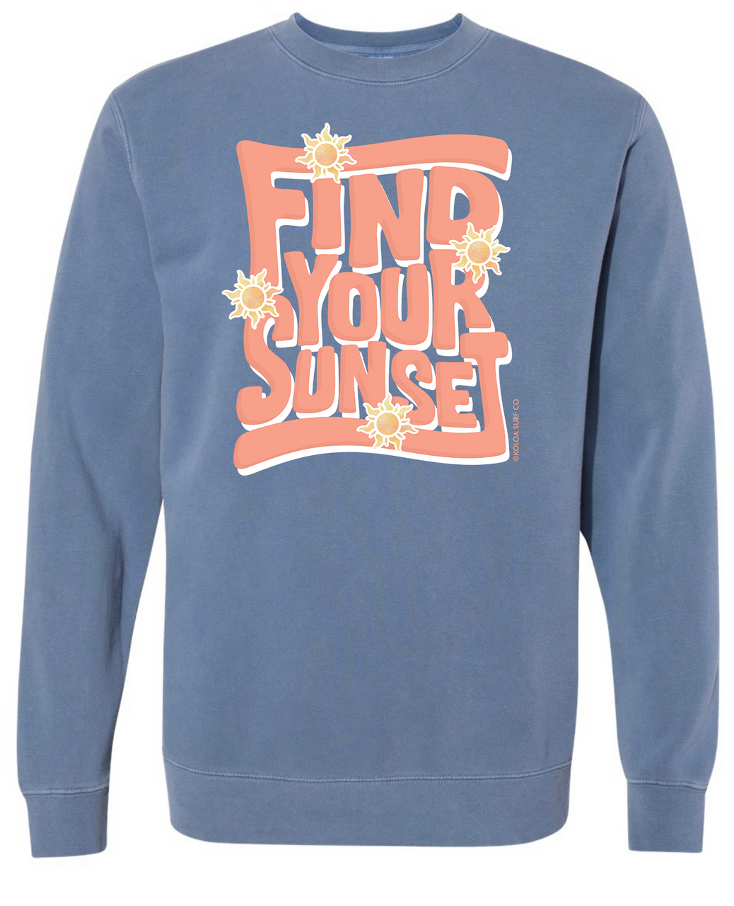 Koloa Groovy Find Your Sunset Sweatshirt- Slate Blue Pigment