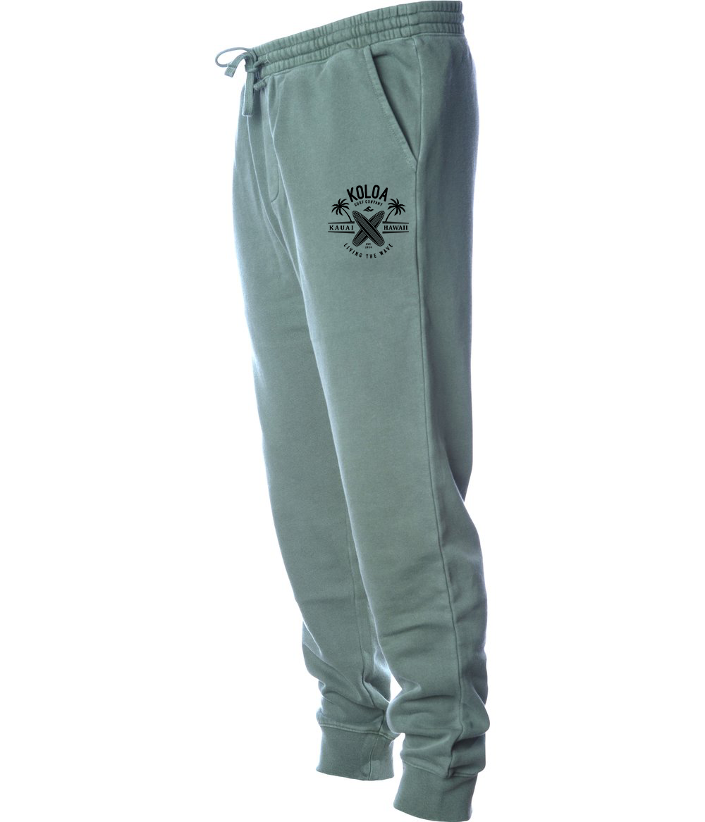 Koloa Kauai Surfboards Fleece Sweatpants- Pigment Alpine Green