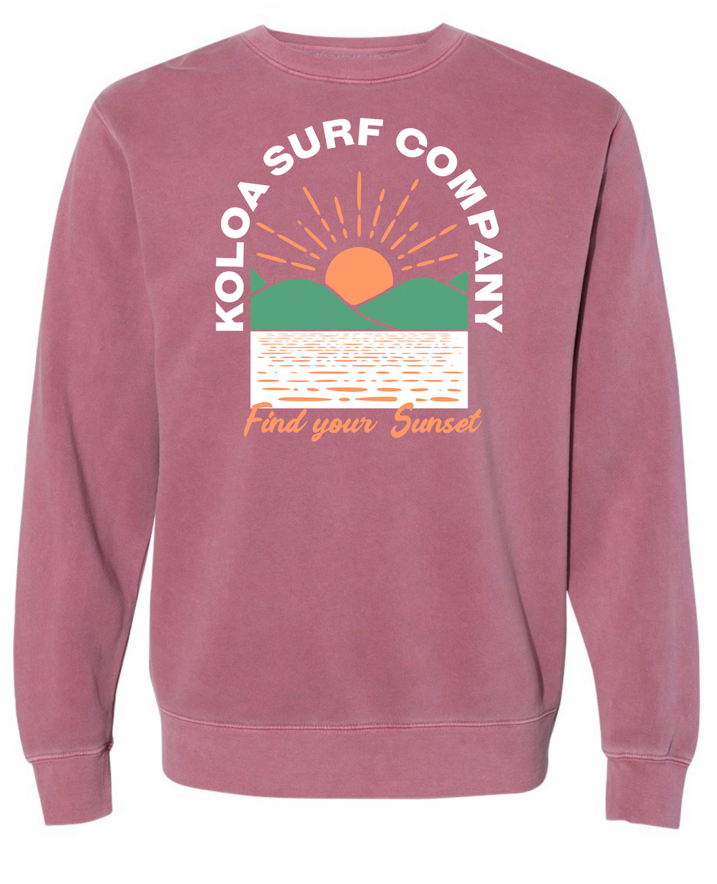 Koloa Hawaiian Rise Sweatshirt- Pigment Maroon