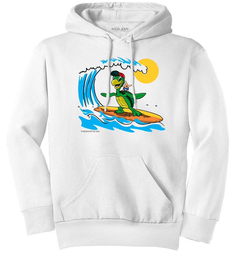 Koloa Surfing Turtle Youth Hoodie- White