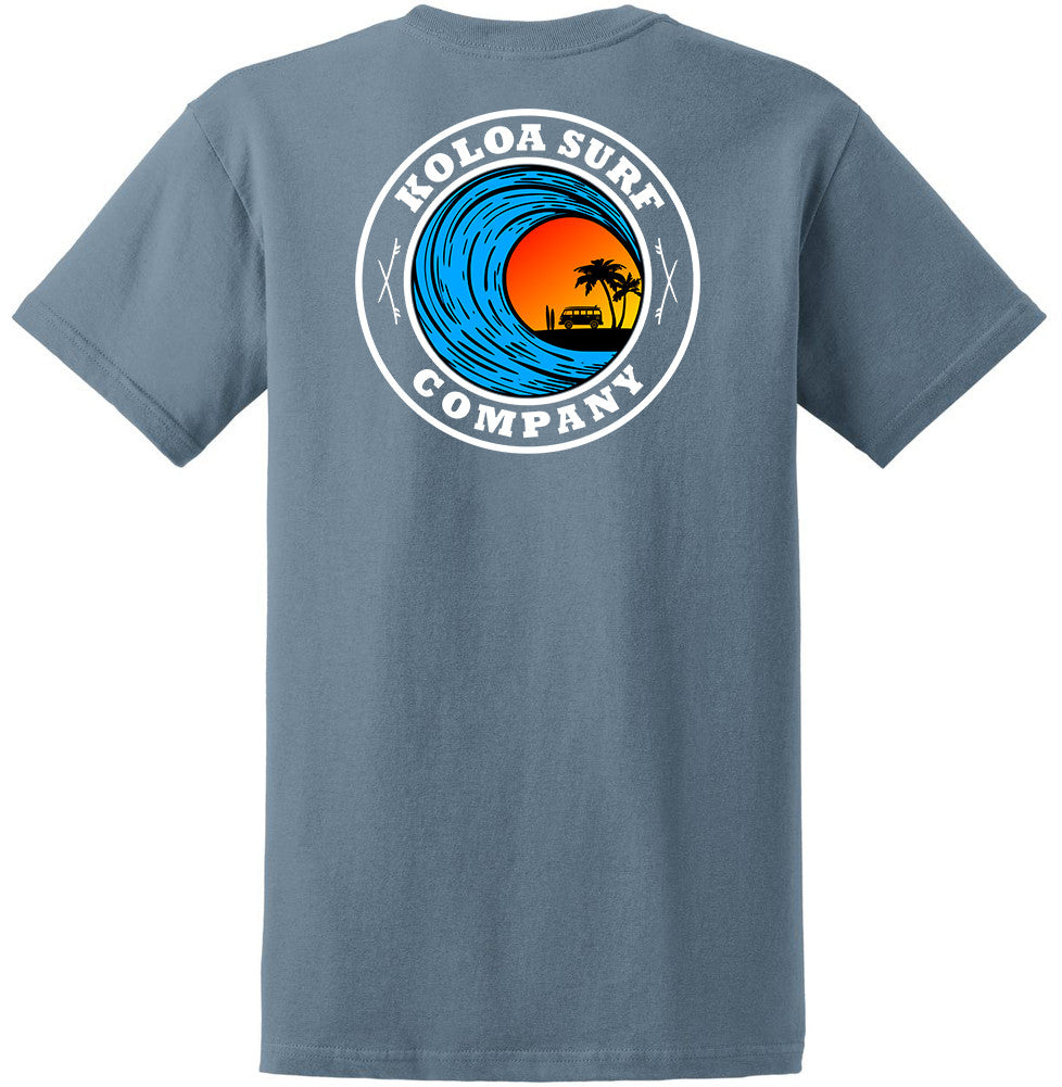 Dusk Sunset Surf Tee Koloa Surf Company Large Tall Stonewashed Blue