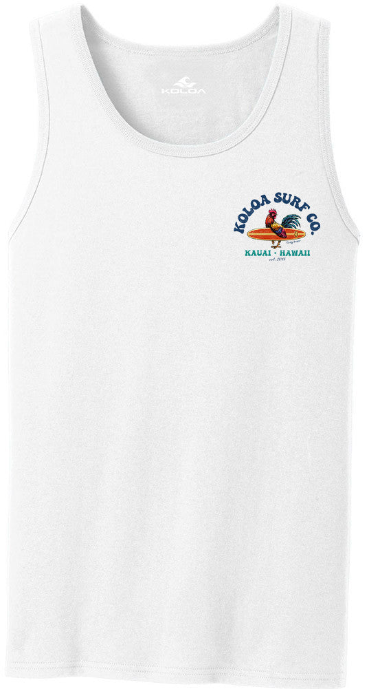 Koloa Cocky Surfer Tank Top- White Front