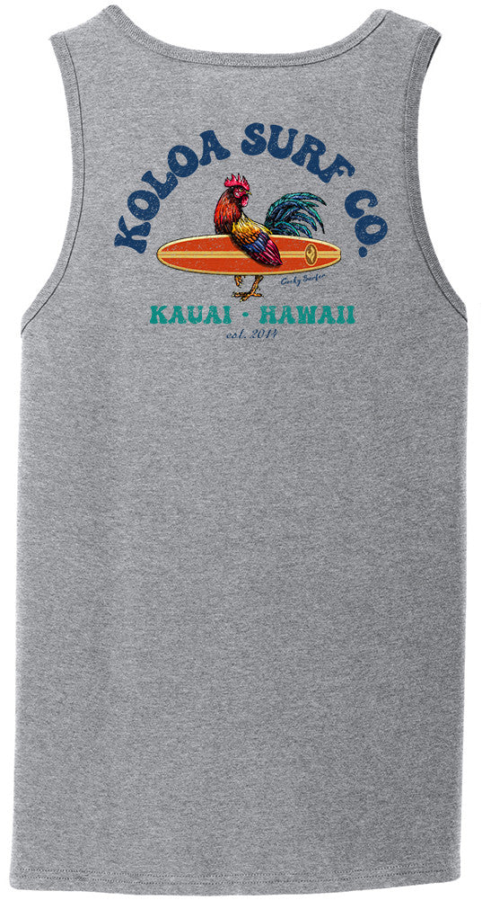 Koloa Cocky Surfer Tank Top- Athletic Heather Back