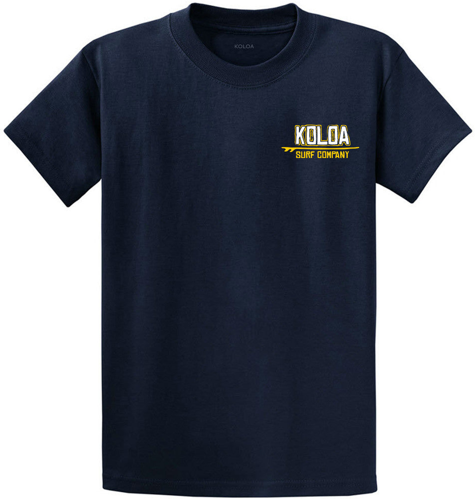 Navy- Koloa Stylized Surfboard Youth T-Shirt