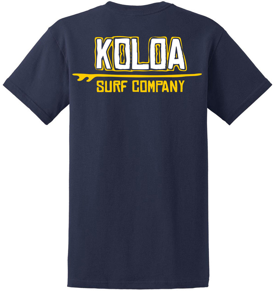 Navy- Koloa Stylized Surfboard Youth T-Shirt