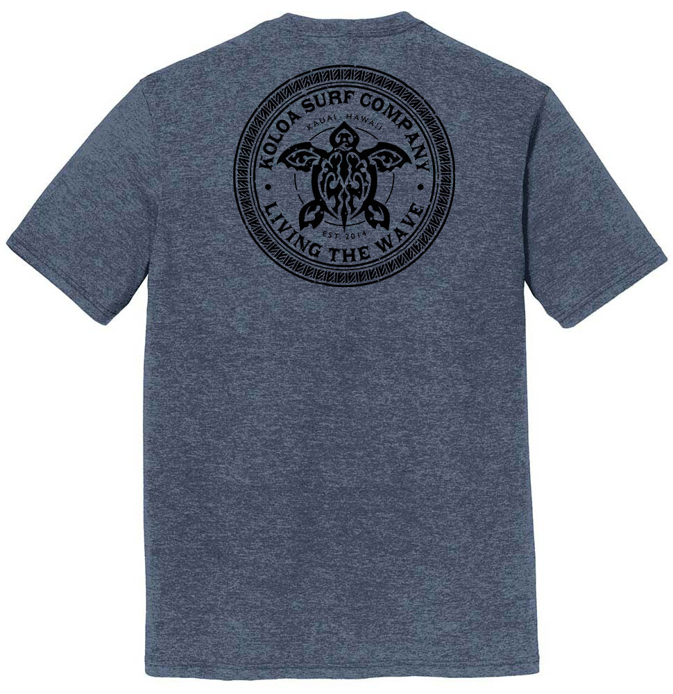 Navy Frost- Koloa Tribal Turtle Comfort Tri-Blend T-Shirt