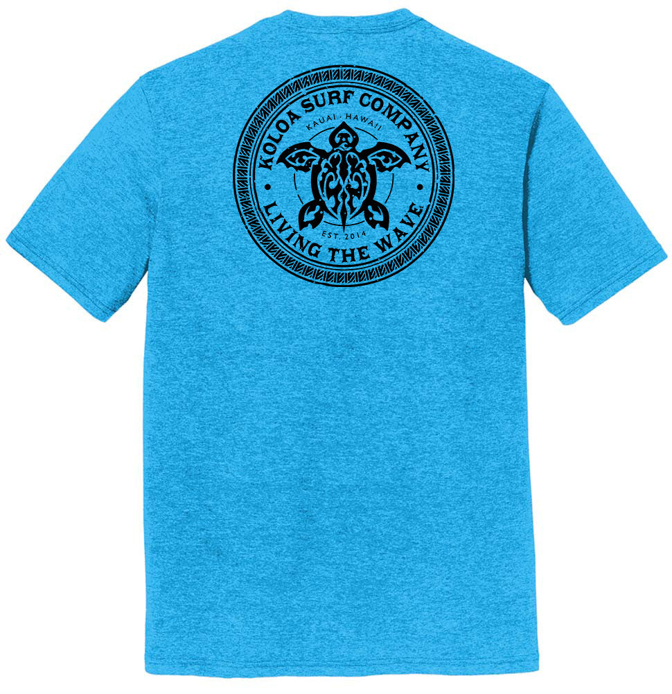 Turquoise Frost- Koloa Tribal Turtle Comfort Tri-Blend T-Shirt