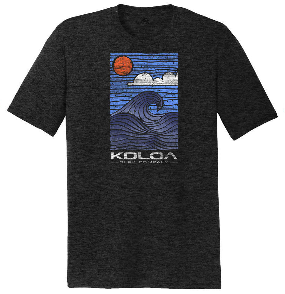 Black- Koloa Big Waves Comfort Tri-Blend T-Shirt