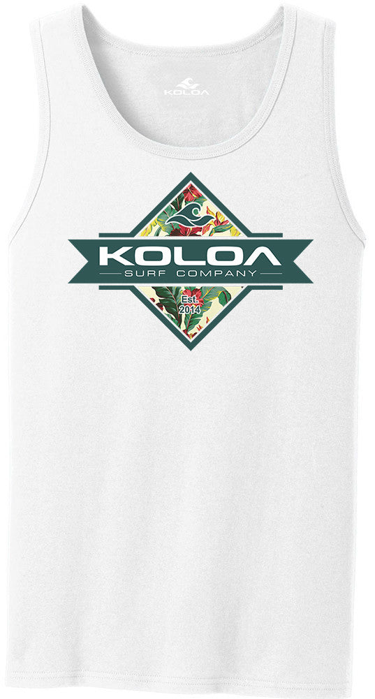 Koloa Diamond Flowers Tank Top- White