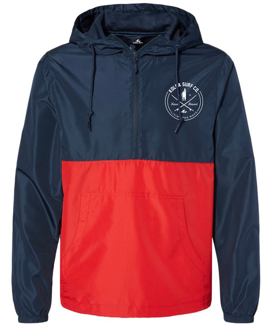 Classic Navy/ Red-  Koloa Looking For Waves Quarter-Zip Water Resistant Windbreaker