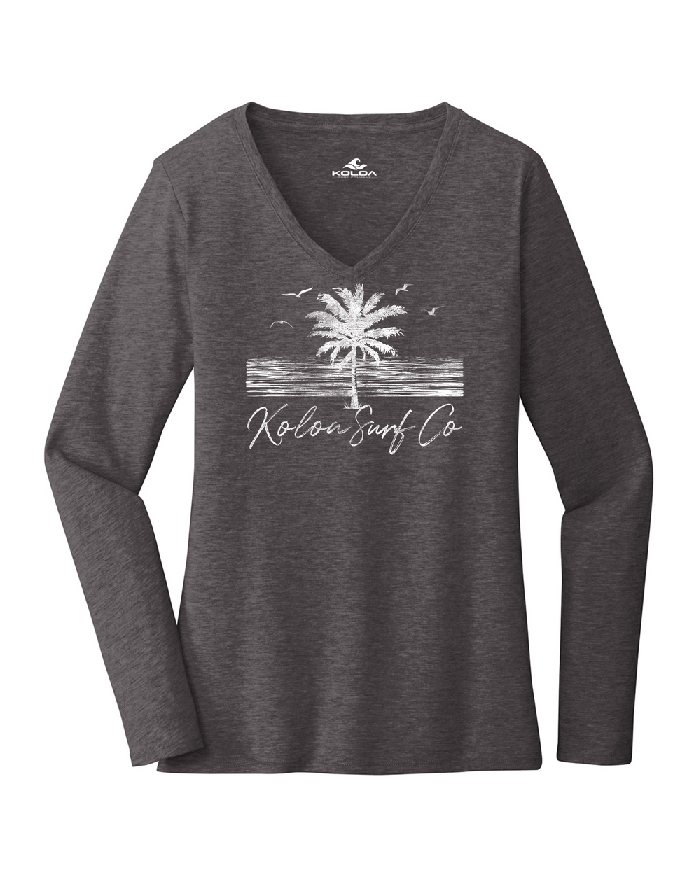 Koloa Scenery Women's Long Sleeve T-Shirt- Heathered Charcoal