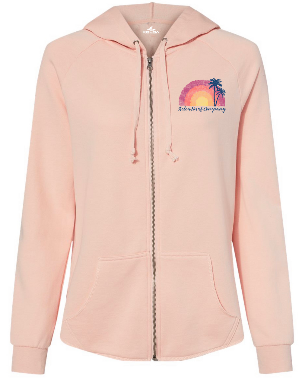 Koloa Watercolor Zip-Up Hoodie- Blush