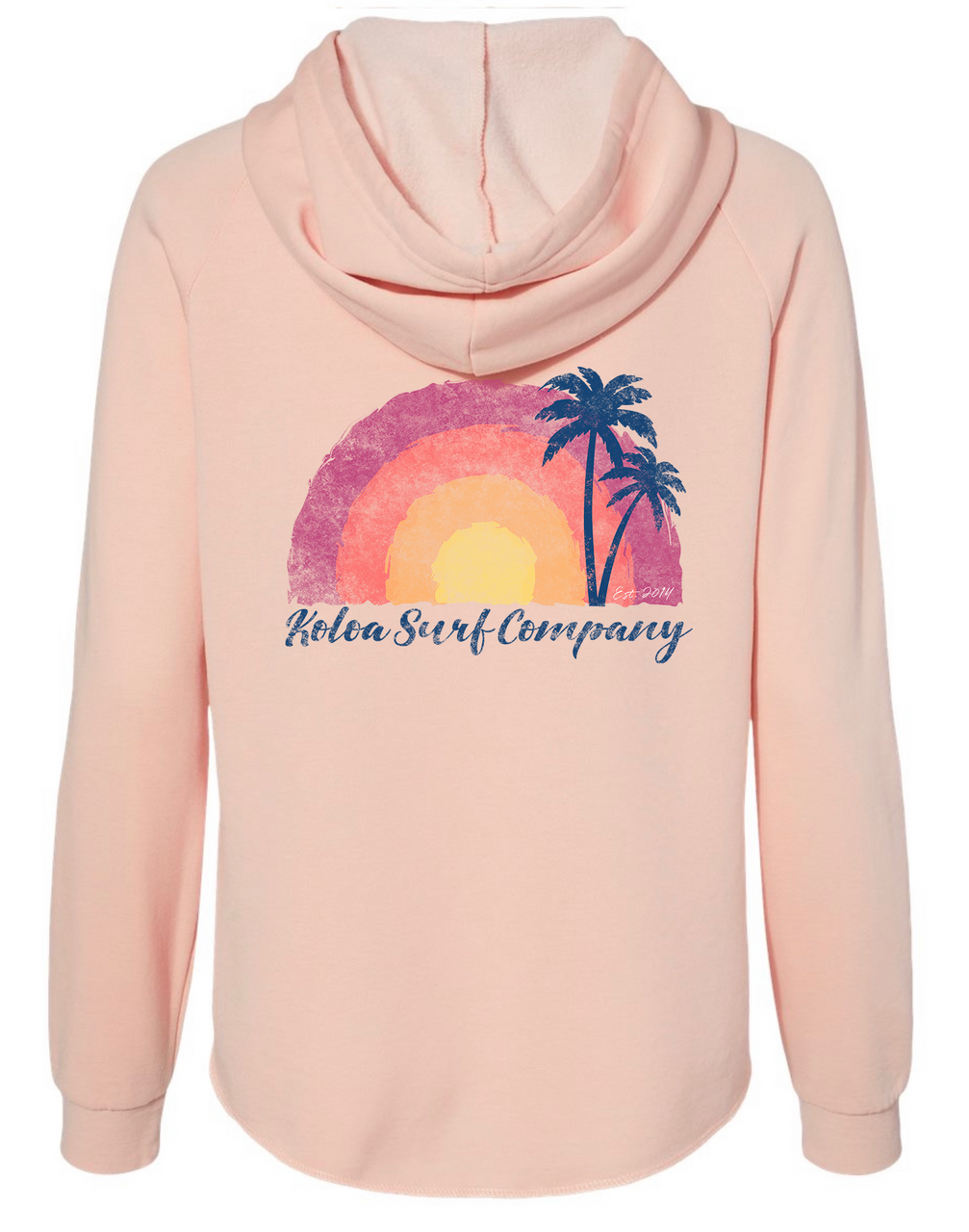 Koloa Watercolor Zip-Up Hoodie- Blush