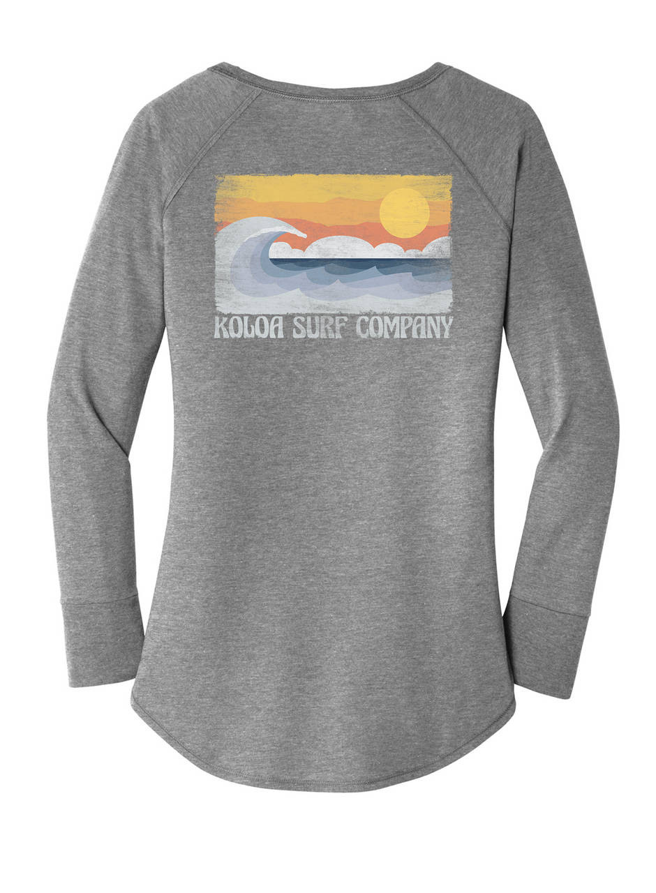 Koloa Beach Vibe Women's Long Sleeve T-Shirt- Grey Frost