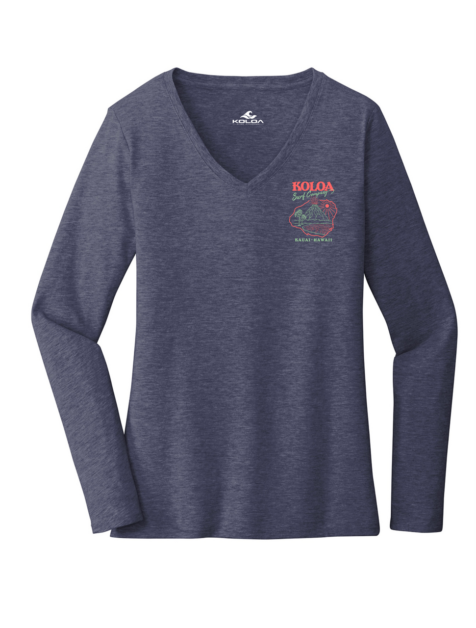 Koloa Kauai Island Women's Long Sleeve T-Shirt- Heathered Navy