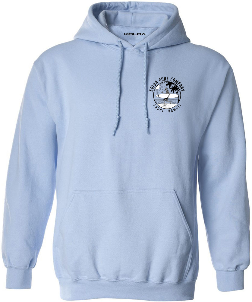 Koloa Skeleton Gone Surfin Hoodie - Light Blue