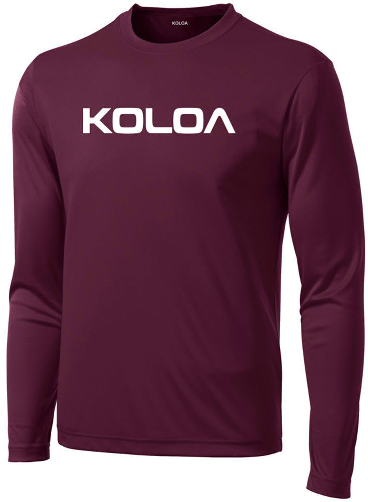 Maroon Koloa Surf Original Logo Moisture Wicking Long Sleeve T-Shirt