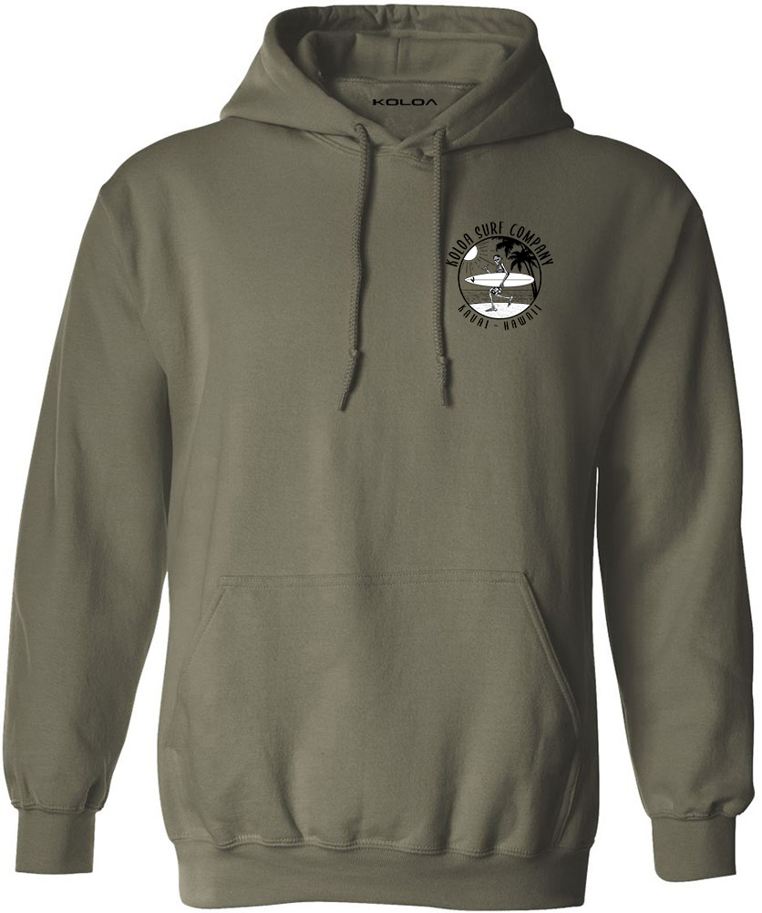 Koloa Skeleton Gone Surfin Hoodie - Military Green