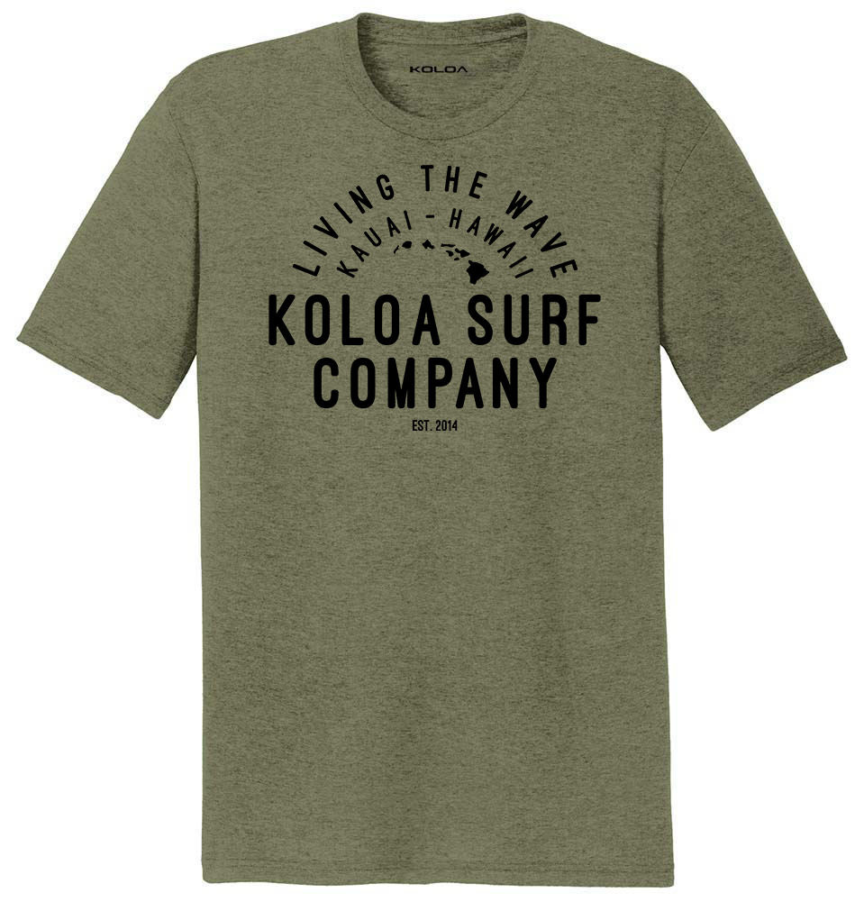 Koloa Simple Arch Tri-Blend T-Shirt - Military Green Frost/Black Logo