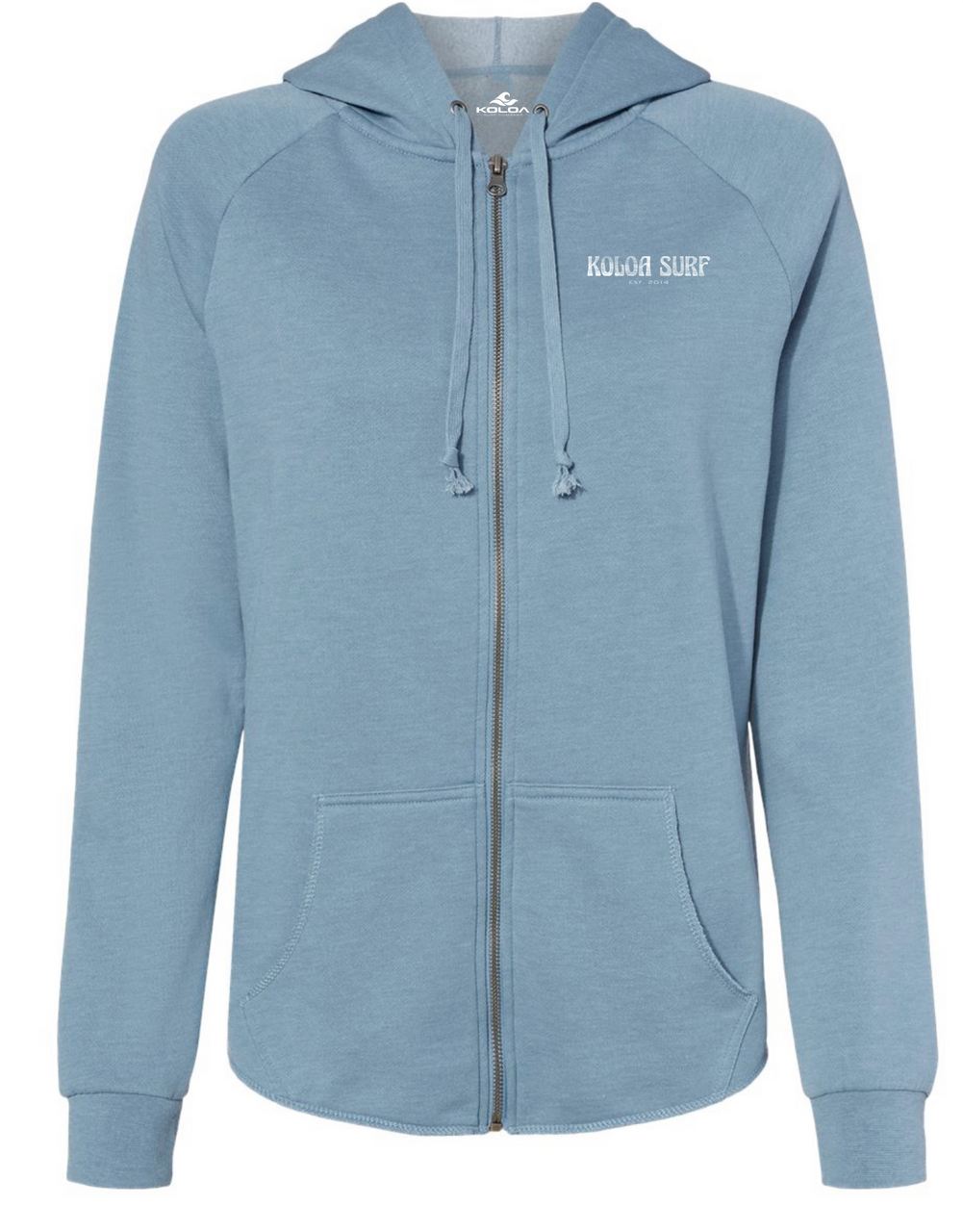 Koloa Boho Palm Zip-Up Hoodie - Misty Blue