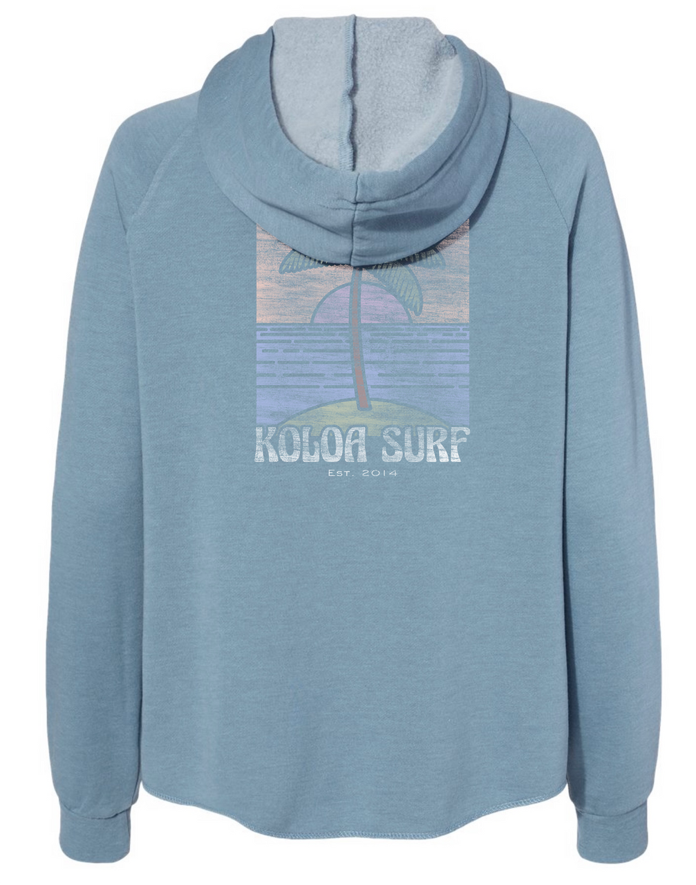 Koloa Boho Palm Zip-Up Hoodie - Misty Blue