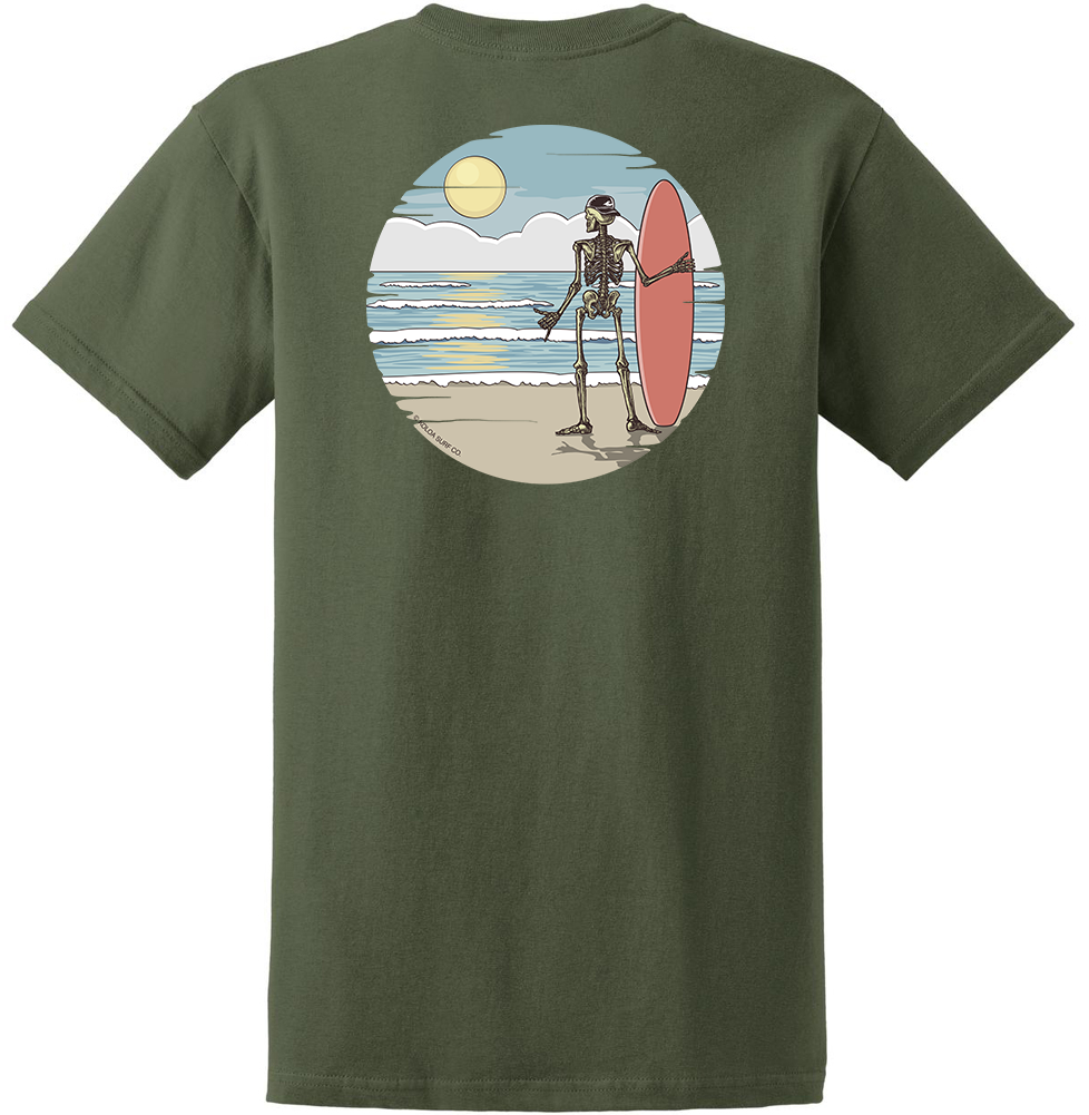 Koloa Shaka Skeleton Heavyweight T-Shirt - Olive