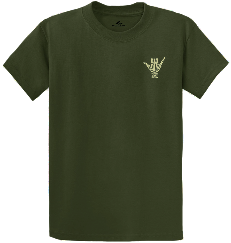Koloa Shaka Skeleton Heavyweight T-Shirt - Olive