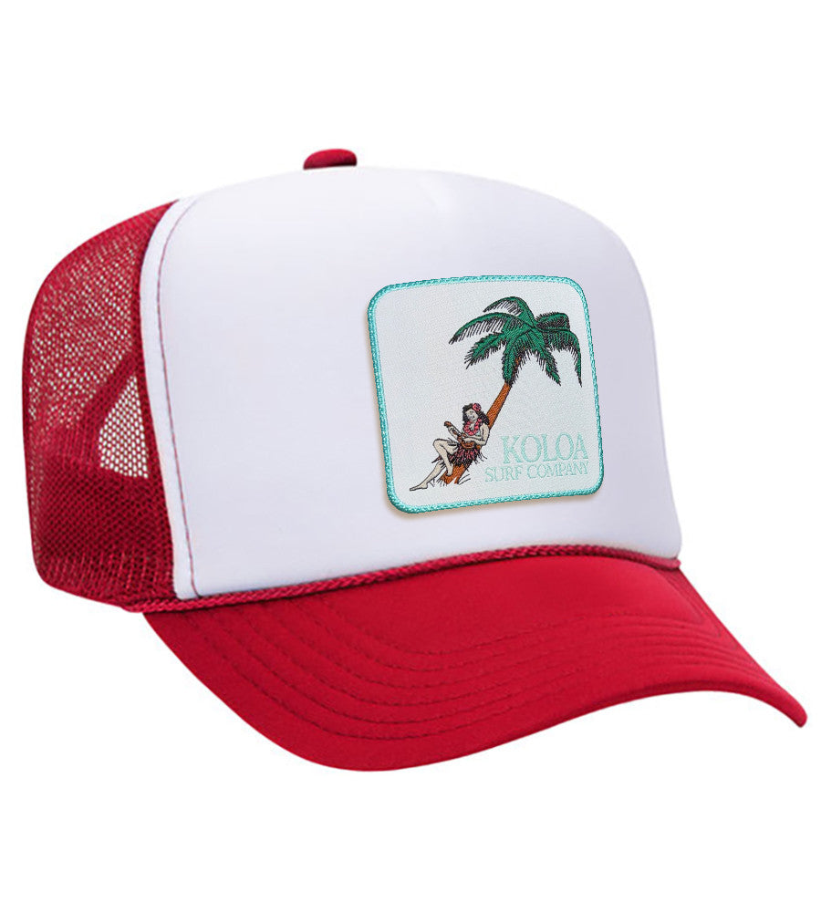 帽子 hulahulagirl Koloa Hula Girl Patch Foam Trucker Hat | Koloa Surf Company