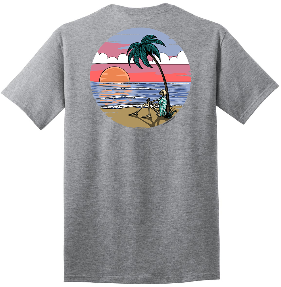 Koloa Skeleton Palm Heavyweight T-Shirt- Athletic Heather