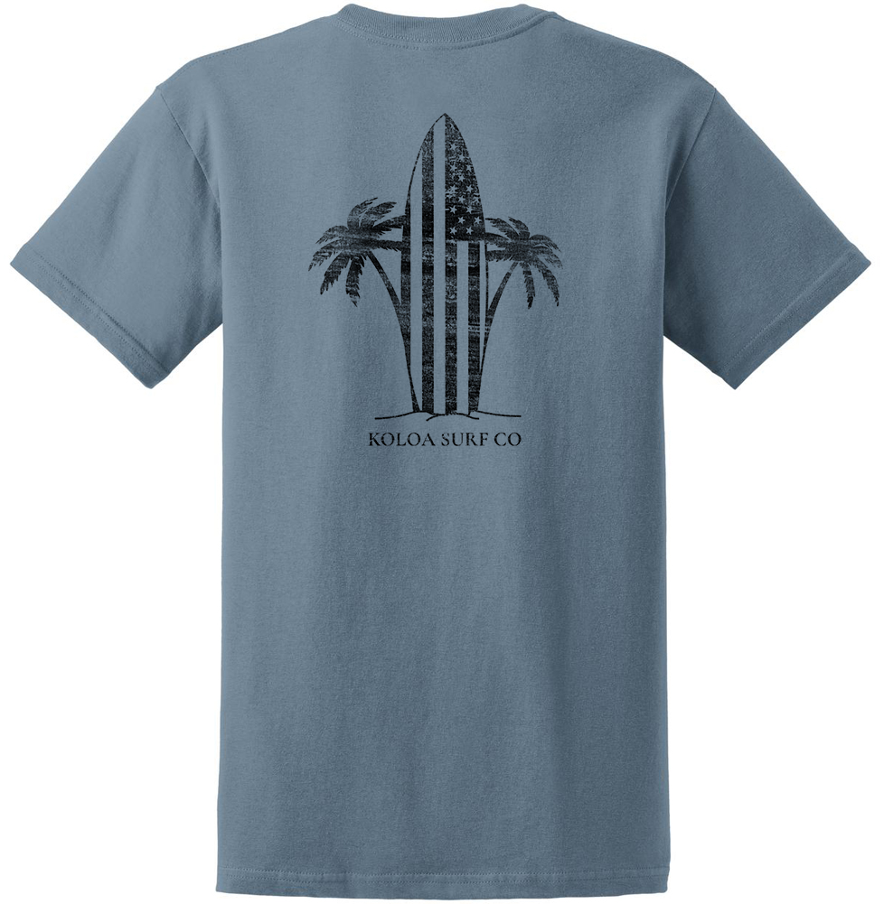 Koloa Retro USA Heavyweight T-Shirt - Stone Blue
