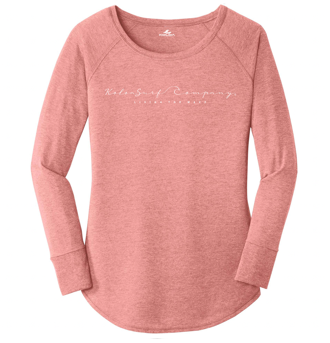 Koloa Cursive Women's Long Sleeve T-Shirt- Blush Frost