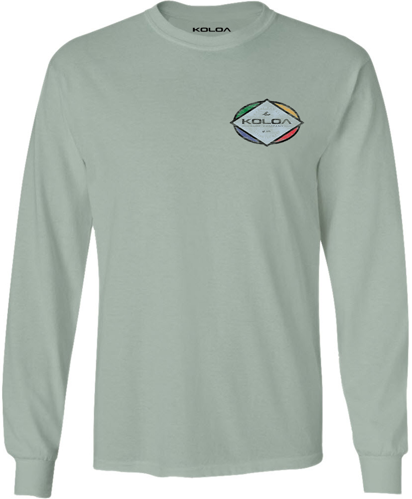 Koloa Colorful Diamond Long Sleeve T-Shirt - Stonewashed Green