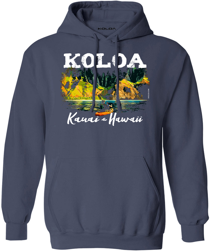 Koloa Kauai Coastline Hoodie - Steel Blue