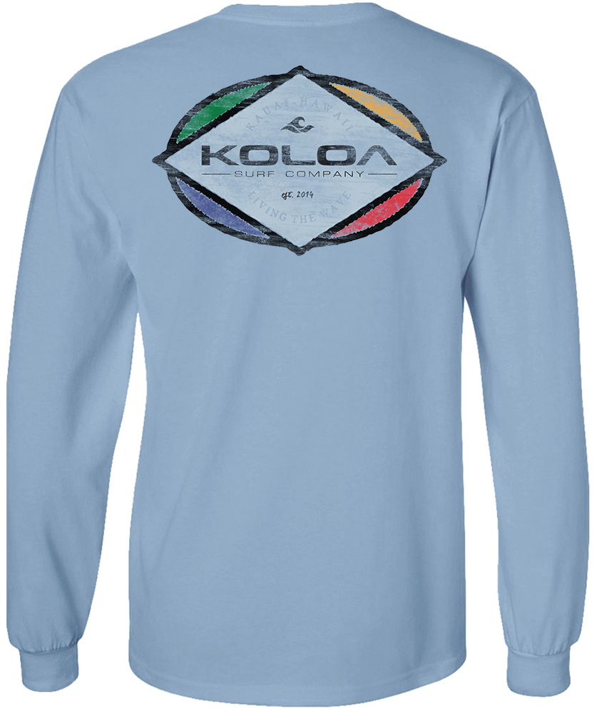 Koloa Colorful Diamond Long Sleeve T-Shirt - Stonewashed Blue