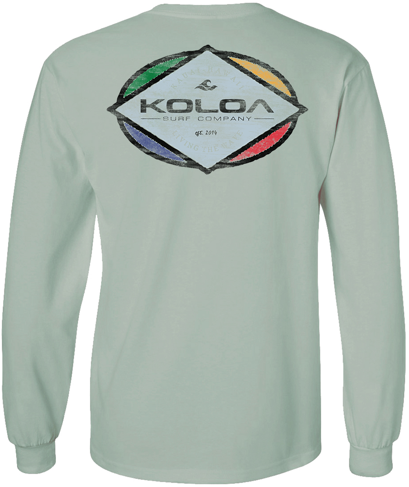 Koloa Colorful Diamond Long Sleeve T-Shirt - Stonewashed Green