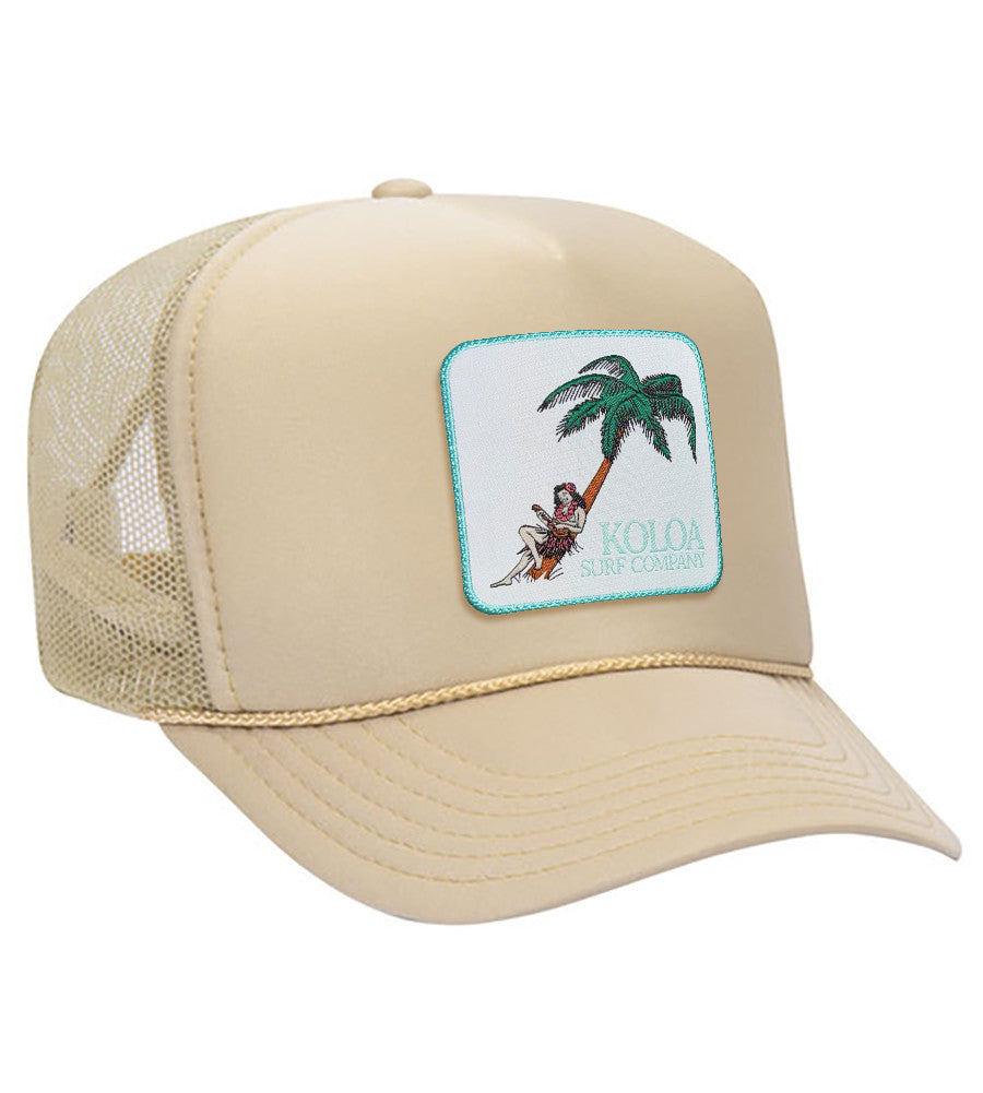 帽子 hulahulagirl Koloa Hula Girl Patch Foam Trucker Hat | Koloa Surf Company