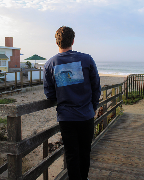 Koloa Hula Barrel Long Sleeve T-Shirt- Navy