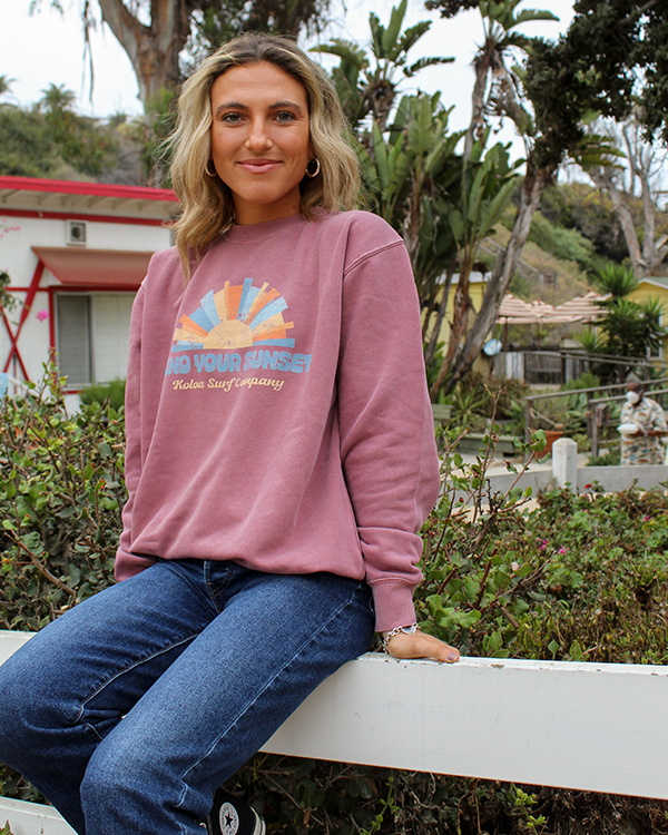 Koloa Vintage Sunset Sweatshirt- Pigment Maroon