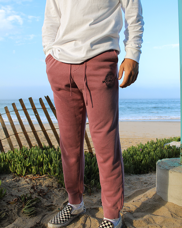 Koloa Ring Fleece Sweatpants- Pigment Maroon