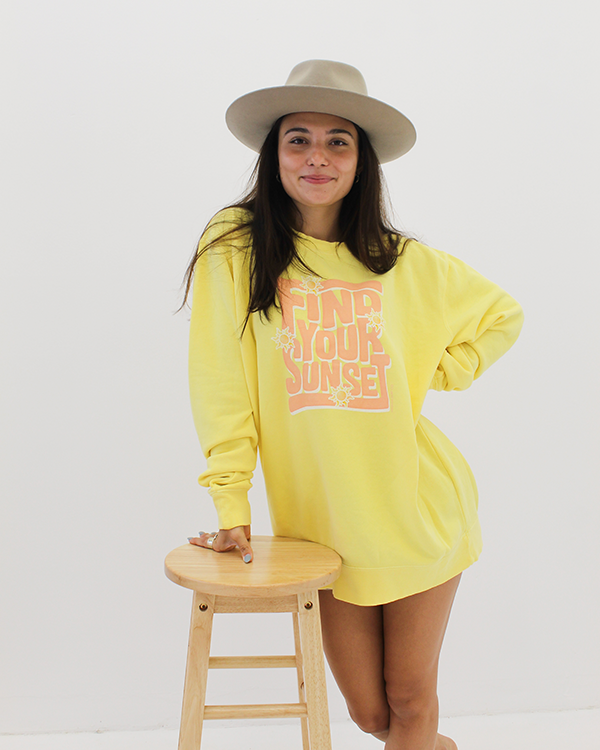 Koloa Groovy Find Your Sunset Sweatshirt- Yellow Pigment