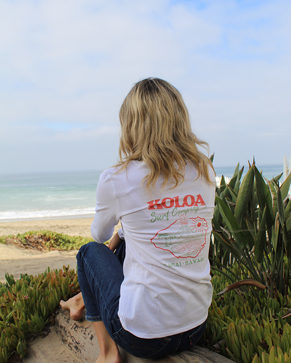 Koloa Kauai Island Women's Long Sleeve T-Shirt- White