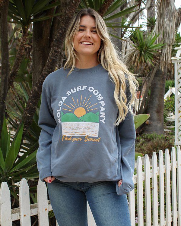 Koloa Hawaiian Rise Sweatshirt- Pigment Slate Blue