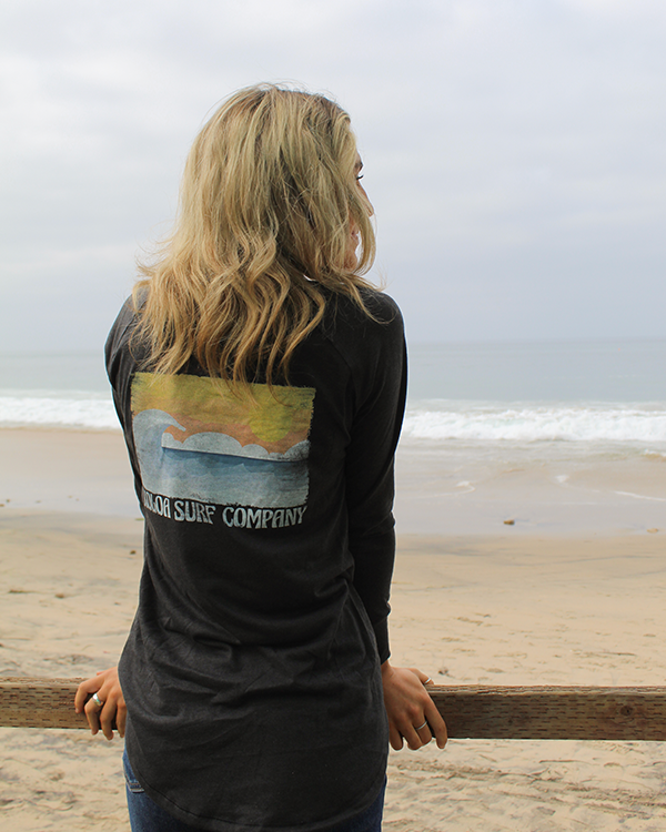 Koloa Beach Vibe Women's Long Sleeve T-Shirt- Black Frost