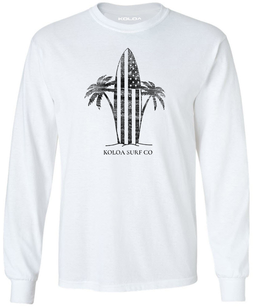 Koloa Retro USA Surfboard Long Sleeve T-Shirt