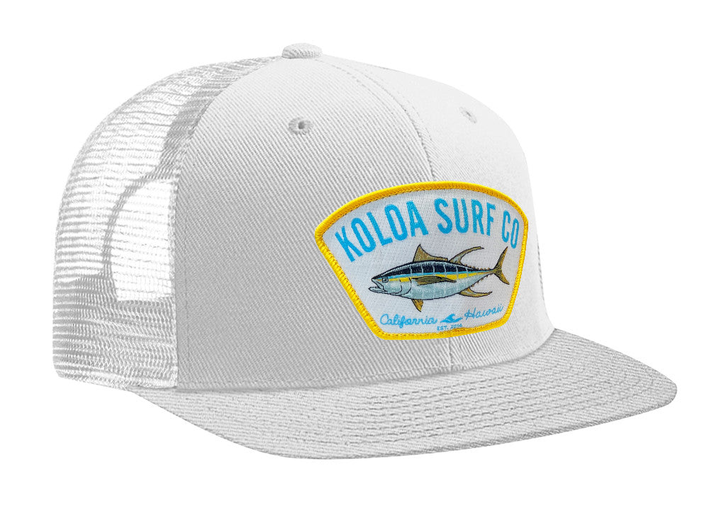 Koloa Yellowfin Tuna Mesh Snapback Hat- White