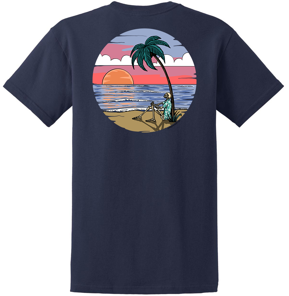 Koloa Skeleton Palm Heavyweight T-Shirt- Navy