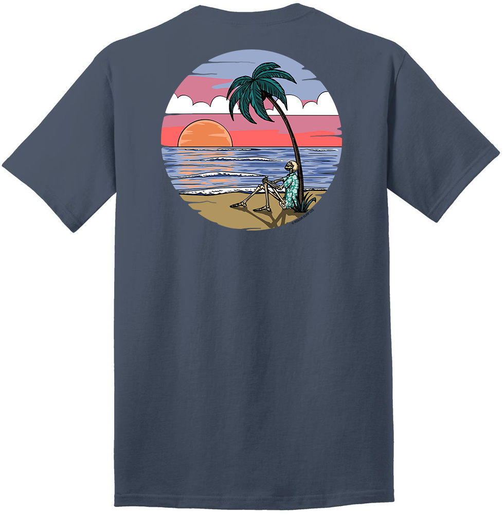 Koloa Skeleton Palm Heavyweight T-Shirt- Steel Blue