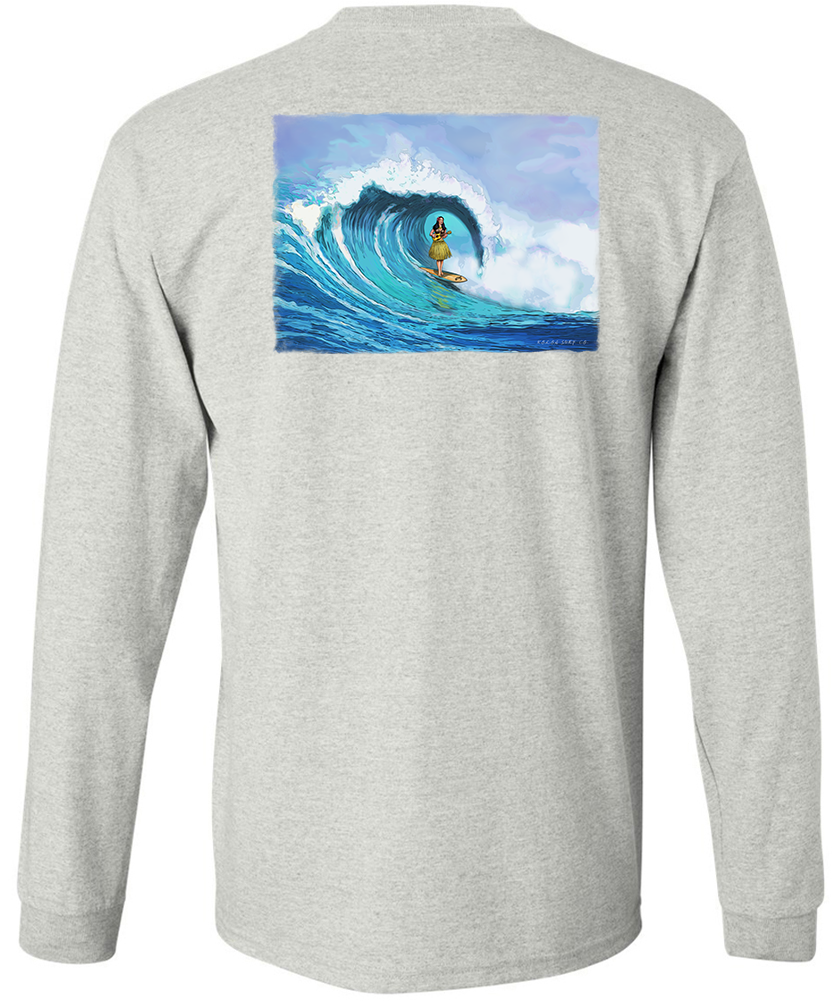 Koloa Hula Barrel Long Sleeve T-Shirt- Ash